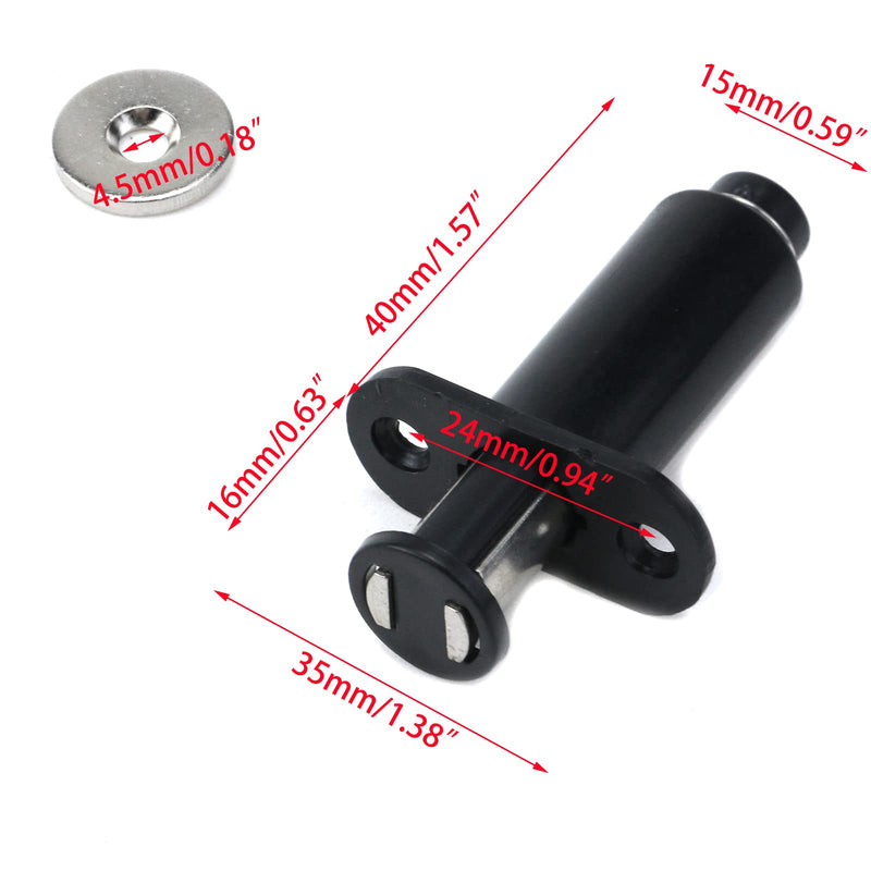 Recessed Magnetic Touch Latch，4 Pack Push Open Cabinet Door Latches Pull Push Pressure Spring Touch Release Latches Black