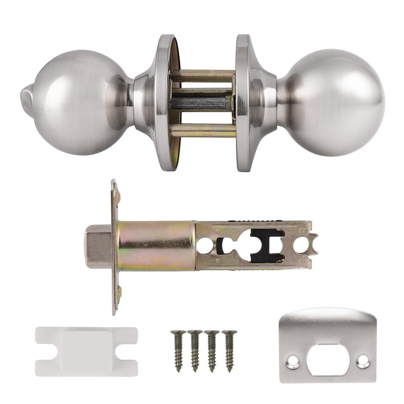 Probrico Brushed Nickel Door Knob Without Key Privacy Door Knob Bedroom/Bathroom Door Knobs Interior Keyless Door Knobs 3 Pack
