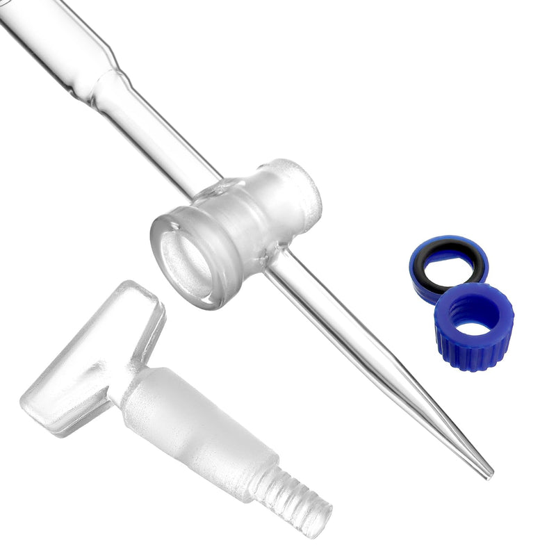 QWORK 25mL Class A Borosilicate Burette with Glass Key Stopcock - Laboratory Grade, 2 Pack Precision Graduated, 22.5 Inches Tall for Lab, Home, Beer, and Wine Making