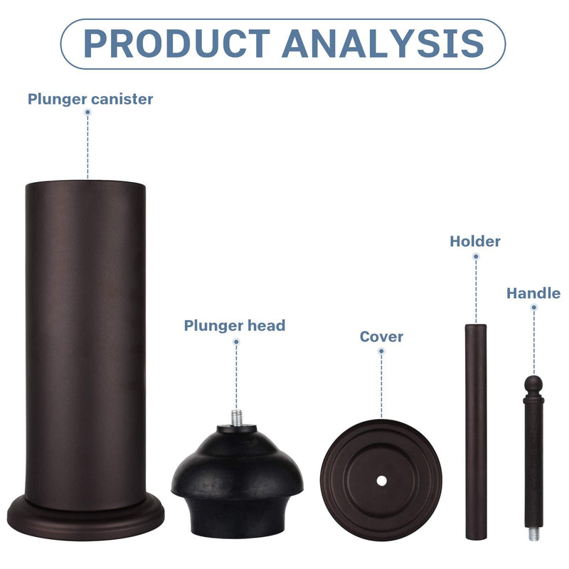 DOWRY Anti-Hand Off Bronze Toilet Plunger with Holder for Bathroom,Powerful Efficient Force Suction Cup,Heavy Duty, Deep Cleaning Oil Rubbed Bronze