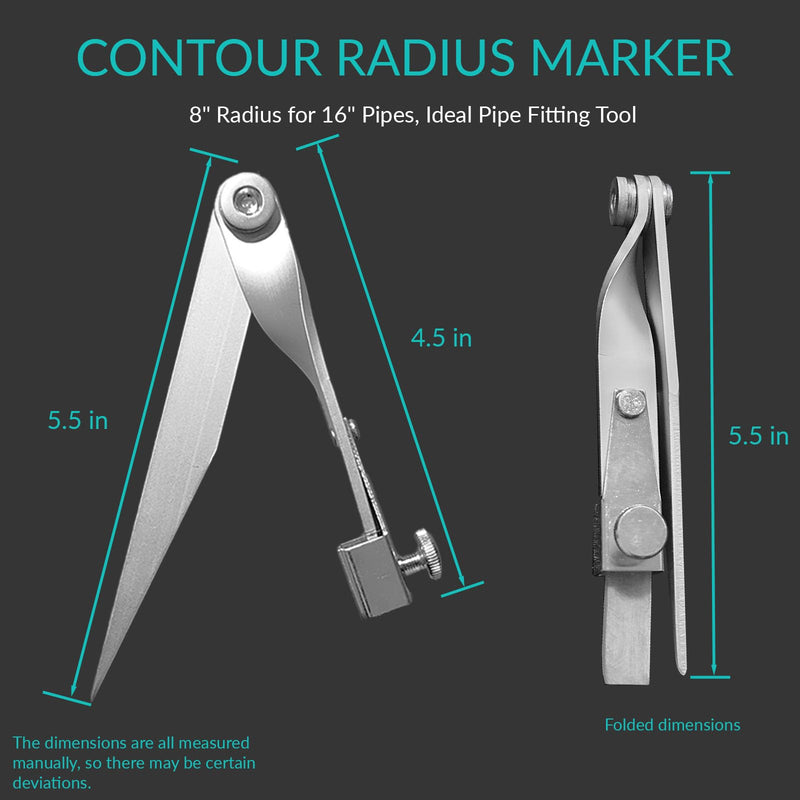 Contour Radius Marker - Up to 8" Radius, Aluminum Radius Marker with 5 Soap Stone & SoapStone Holder, Foldable Pocket-Size Standard Radius Marking Tool