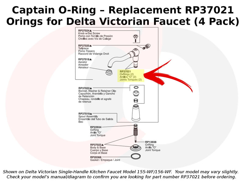 Captain O-Ring – Replacement RP37021 Orings for Delta Victorian Faucet (4 Pack)