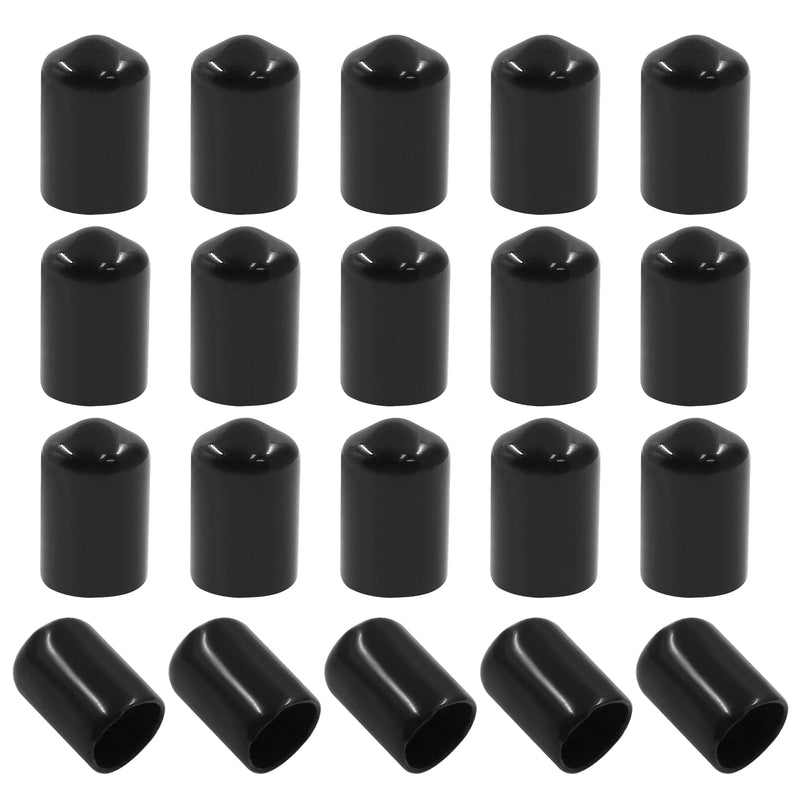 60PCS Vinyl Flexible Rubber End Caps, 8mm (5/16") ID Bolt Screw Thread Protectors (Black) 8mm (5/16") Black 60