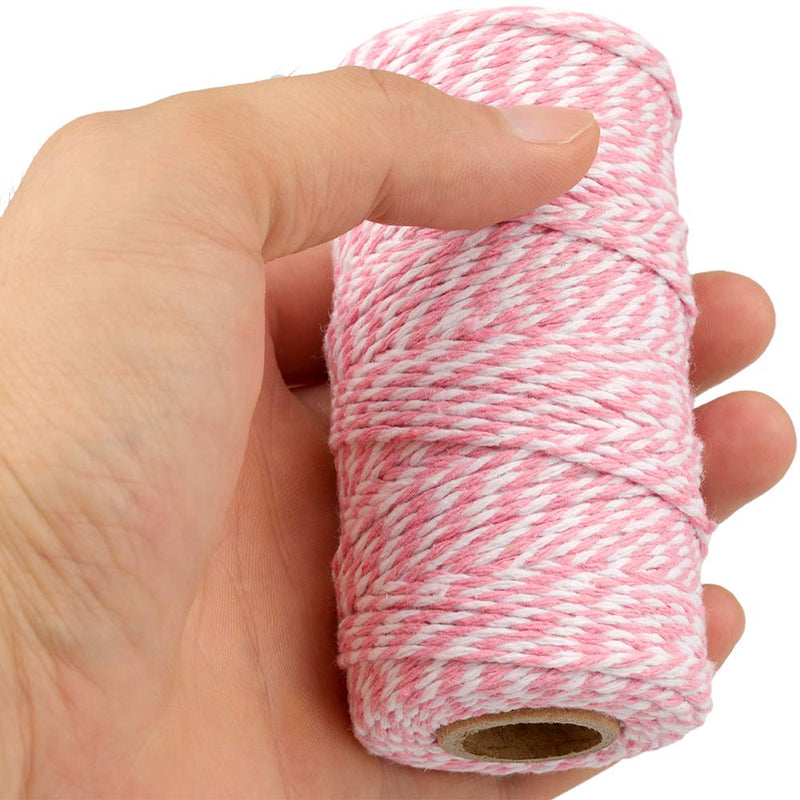 jijAcraft Pink and White Twine String, 328 Feet Christmas Bakers Twine String, 2MM Heavy Duty Packing String for DIY Crafts, Christmas Decoration, Gift Wrapping, Craft Wrapping 2mm x 328ft