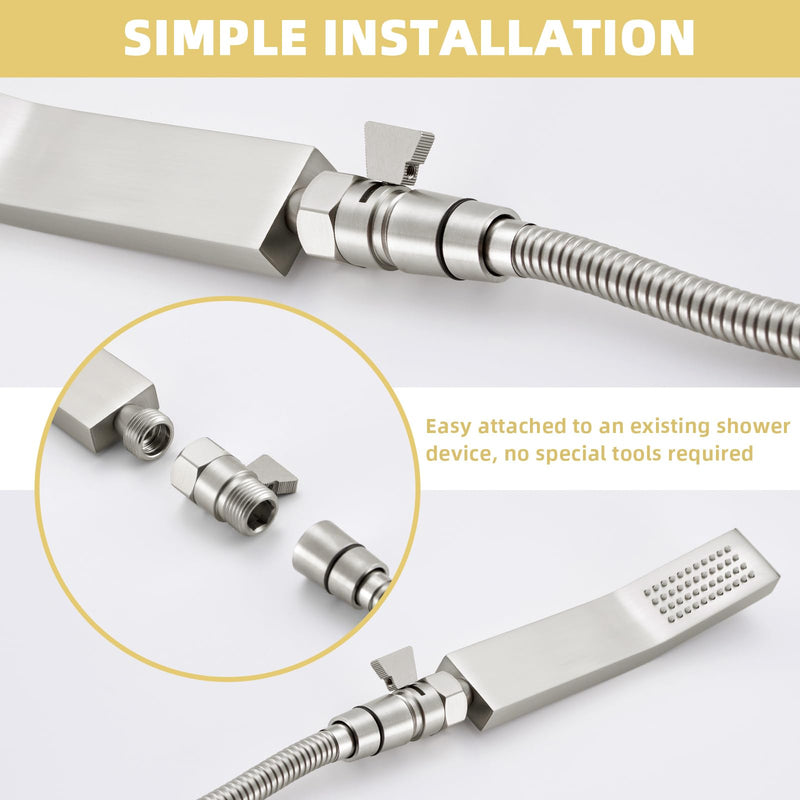 APLusee Water Flow Control Valve, Brass Shower Head Flow Restrictor, Brushed Nickel