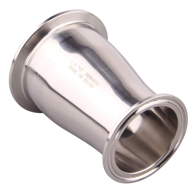 DERNORD Sanitary Fitting Reducer Fitting SUS304 Tri Clamp Ferrule Style 2.5" Tube OD to 2" Tube OD OD SIZE: ( 2-1/2 Inch * 2 Inch ) Pack of 1