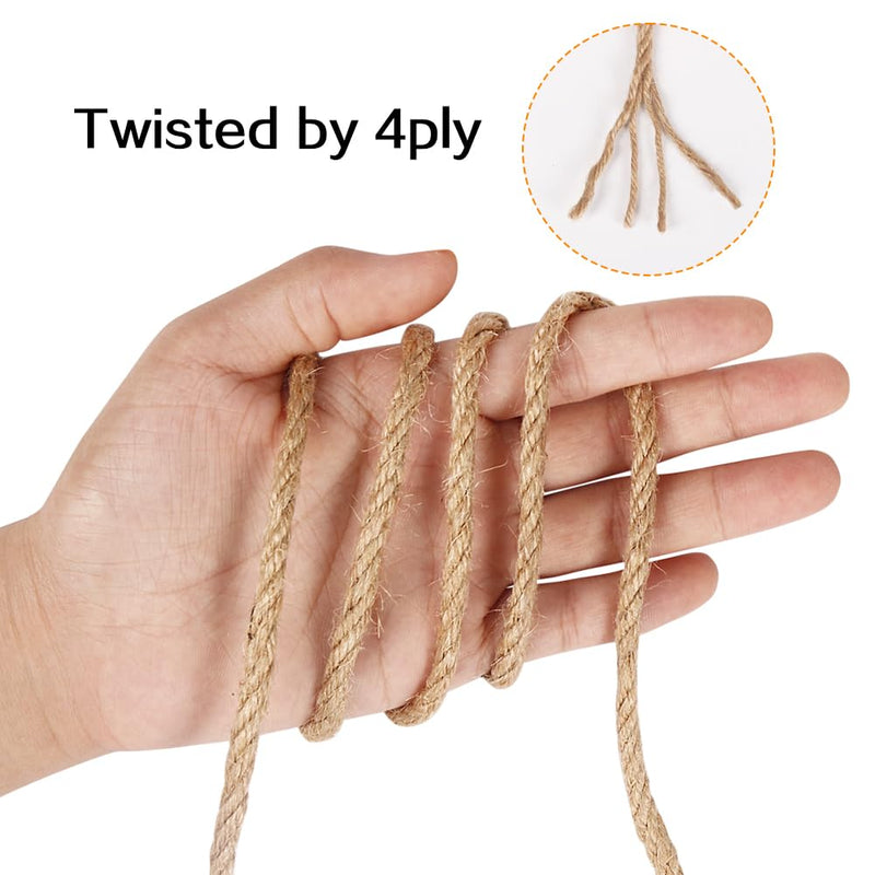 Vivifying 5mm Jute Rope, 98 Feet Strong Natural Jute Twine for Crafts, Cat Scratching Post, Garden Plants, Bundling and Hanging (Brown) 5mm/98feet