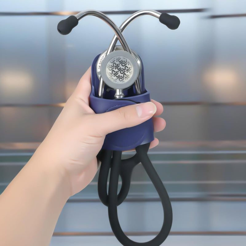 MaiWieel-Stethoscope Holder Clip,PU Leather Stethoscope Hip Holder for 3M Littmann,for MDF Stethoscope,Lightweight Portable Stethoscope Holster for Nurse,Doctor (Navy Blue) Navy Blue