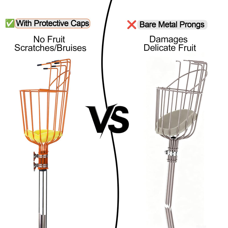 Fruit Picker Pole Tool with Basket Long Handle, 27-170 Inch Adjustable Fruits Picking Pole Tool for Apple Lemon Orange Mango Avocado Fruit Tree Picking