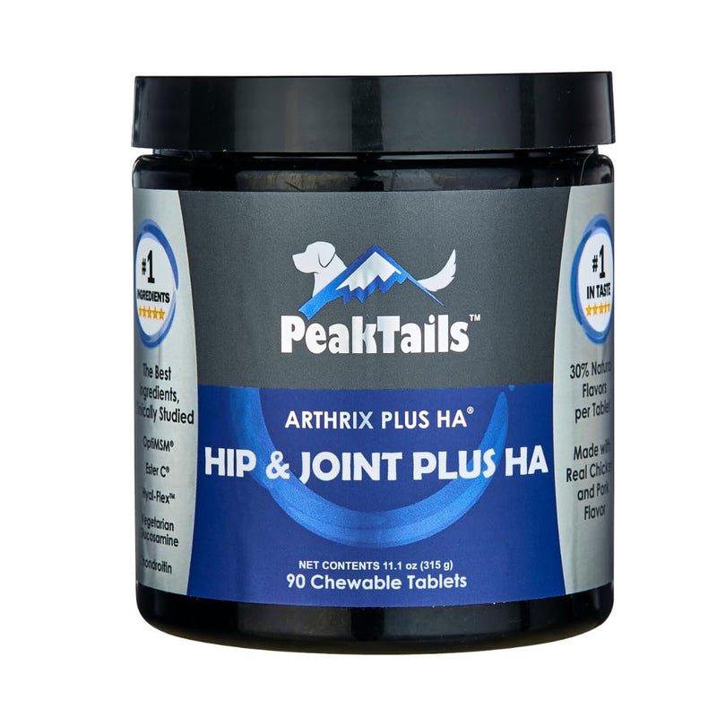 KALA HEALTH PeakTails Hip & Joint Plus HA for Dogs – 90 Tablets, Glucosamine, Chondroitin, OptiMSM, Vitamin C & Hyaluronic Acid – Supports Joint Mobility & Comfort 90 Count