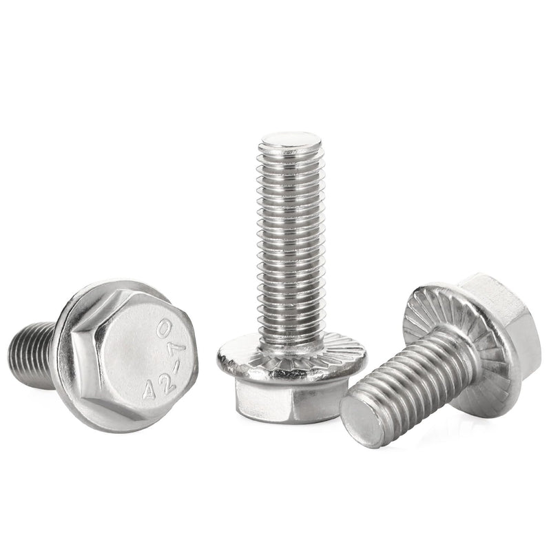 1/4-20 x 1 Flanged Hex Head Bolts Flange Hexagon Screws, Stainless Steel 304, Fully Threaded, 25 PCS 1/4-20 x 1"