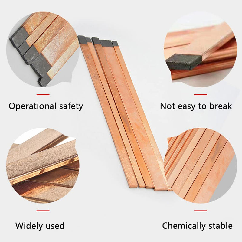 Arc-air Gouging Carbon Rods 13.98" x 0.59" x 0.2", Flat Copper Coated Gouging Carbon Electrodes Length 355mm, Width 15mm, Thickness 5mm(Package: 10pcs) L 355mm x W 15mm x T 5mm