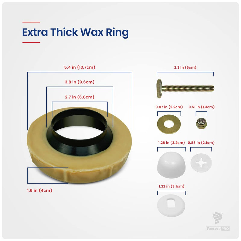 ForeverPRO WRFT02 Universal Extra Thick Toilet Wax Ring Replacement Kit for Floor Outlet Toilet Bowl with Black Rubber Flange Funnel Water Tight Seal Gasket Accommodates 3 Inch and 4 Inch Waste Lines