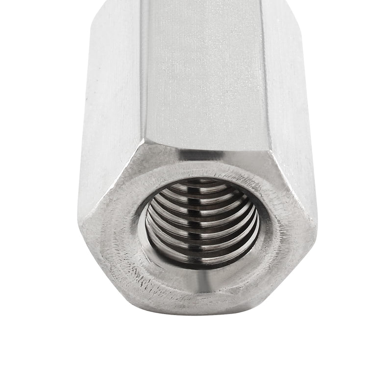 Waziaqoc M10 x 1.5-Pitch Hex Coupling Nut, 30mm Length Rod Coupling Nuts 304 Stainless Steel Long Nuts, 6PCS