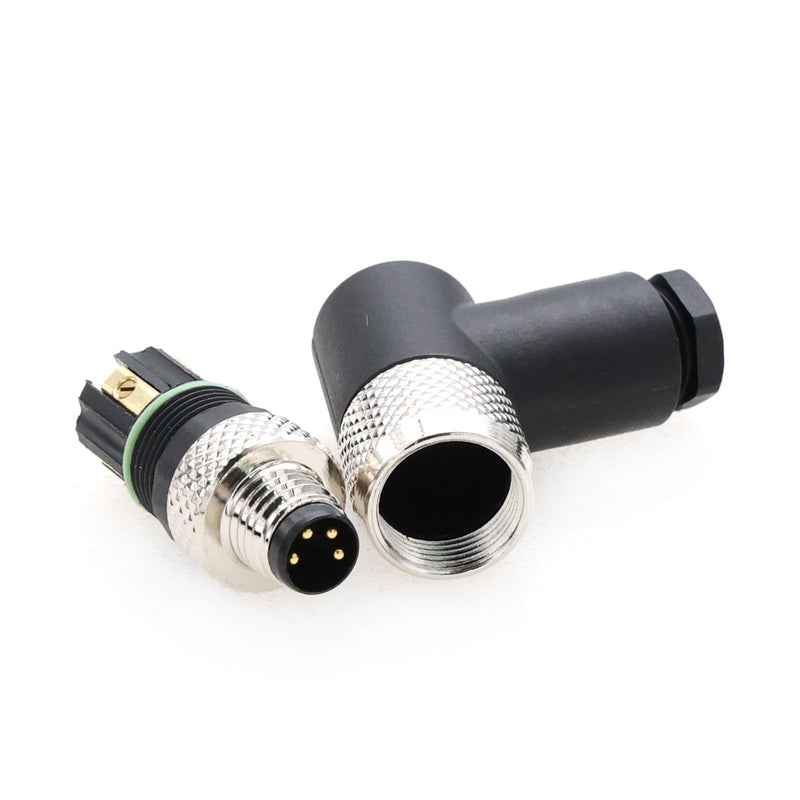 M8 Right Angle 4 Pin Male A Code Plug Industrial Circular Sensor Connector Aviation 8mm Waterproof IP67 Connector Male 2PCS Right Angle 4Pin