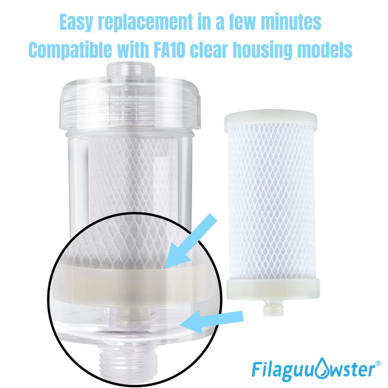 Washing Machine Water Filter, Carbon Shower Filter, Traps Chlorine, Softens Hard Water, Anti-Scale, Anti-Clog, Protects Clothes, Skin n Hair (Upgraded Refill Cartridge of FA10)