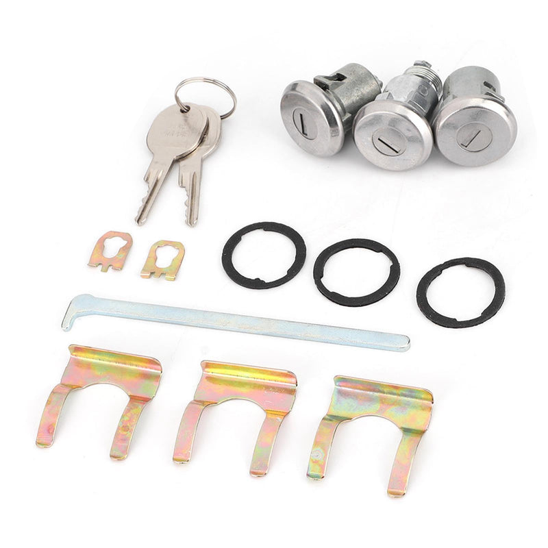Door Lock Cylinder Set, OE Number 654394765282, Car Door Lock with 2 Keys, Iron Car Door Trunk Key Kit, Round Head Keys Trunk Key Replacement for Family Sedans, Suvs