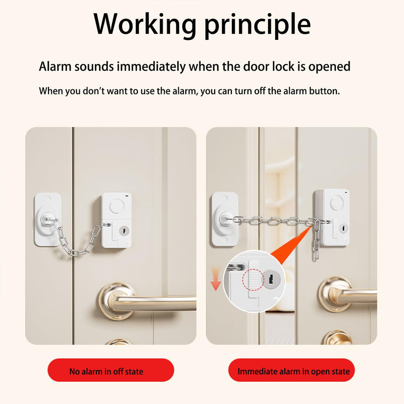 Child Door Lock with Abnormal Alarm (White 2Pack),Door Locks for Kids Safety, for Door Monkey, Child Proof Door Lock, Drawers and Child Safety Cabinet Locks, 3M Adhesive No Drilling White 2Pack
