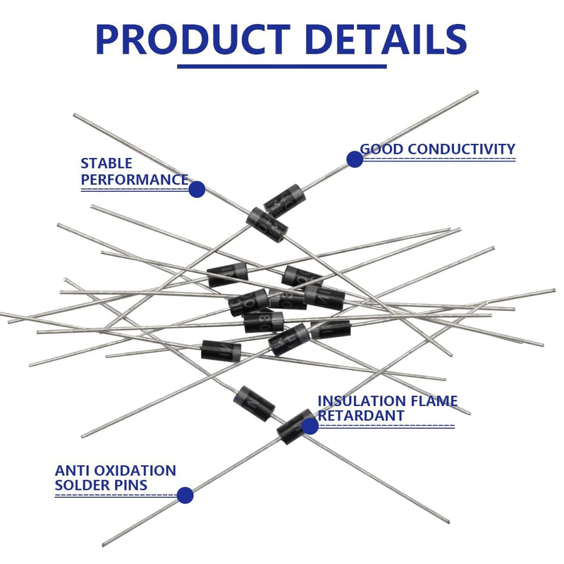 (120Pcs) 1N4007 Rectifier Diodes, 1A 1000V DO-41 Axial Diodes, 1amp 1000Volt Electronic Silicon Diodes