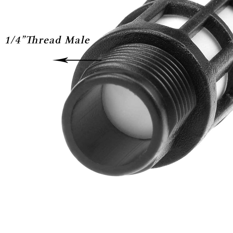 Quickun Plastic Exhaust Air Silencer, 1/4" Air Line Pneumatic Muffler Black Air Compressor Fitting (Pack of 5) 1/4" Male (5Pcs)