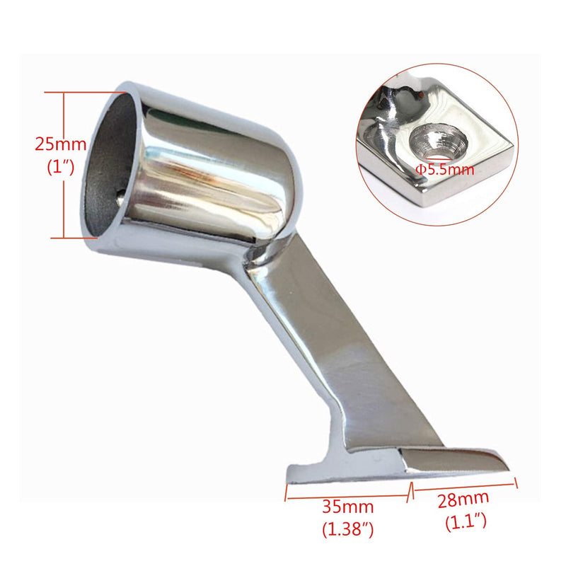 NRC&XRC Marine Boat Yacht Heavy Dudy 316 SS High Leg Hand Rail 60 Degree End Stanchion for Pipe 1 Inch (25mm) 1 in