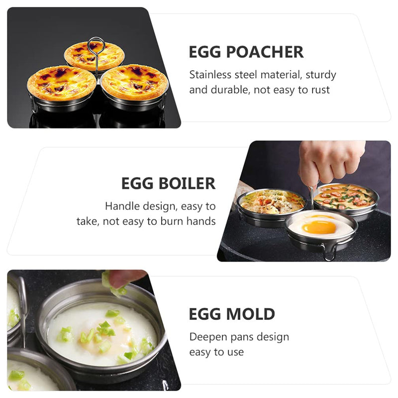 Angoily Stainless Steel Egg Poacher Pan Egg Mold Boiling Mold with Oil Brush Handle Design Smooth Edges Deepened Pan 7.28 X 7.28 X 1.18 in for Home Kitchen Cooking