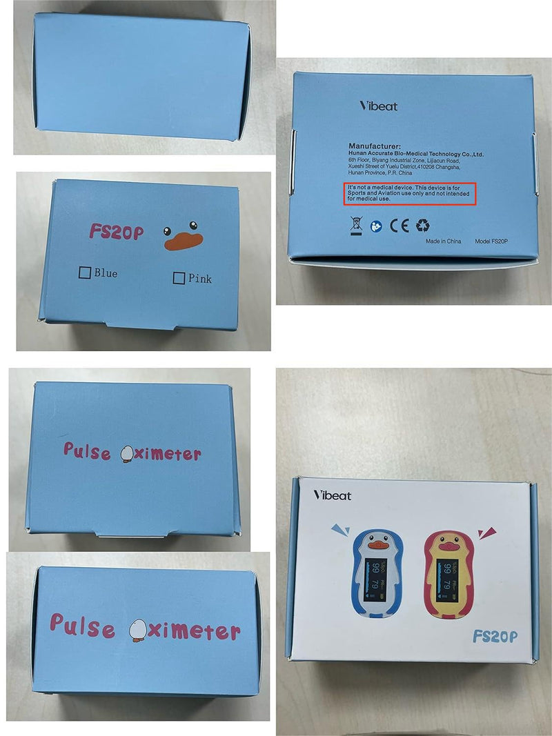 Vibeat Pulse Oximeter Fingertip, Small Size Blood Oxygen Meter with Smart Reminder for Home Use, O2 monitor with Batteries & Lanyard, Blue