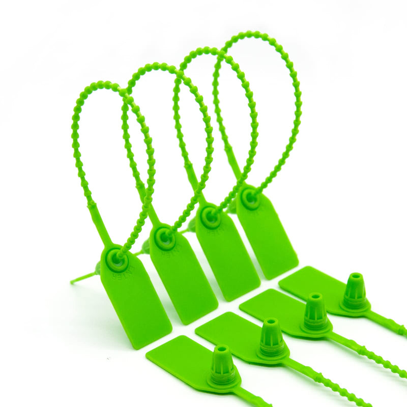 100 Pcs Fire Extinguisher Tags,Security Retail Anti-Theft Self-Locking Shoe Tag,Anti-Tamper Disposable Plastic Seals 250mm Length (Green) Green