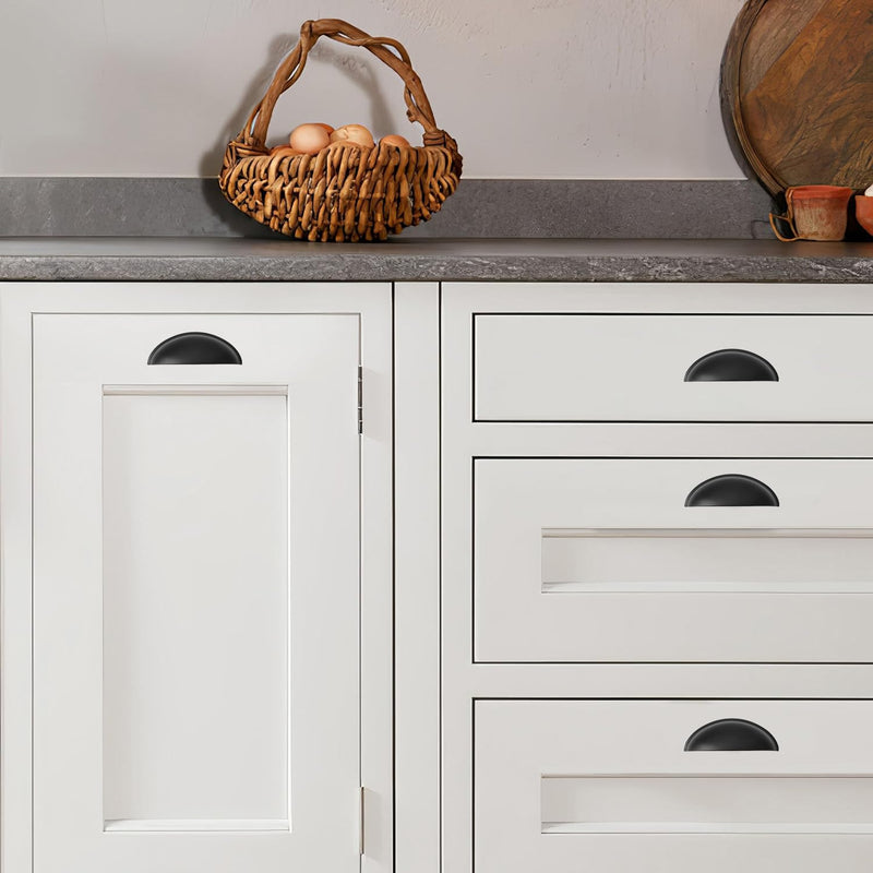 khtumeware 10 Pack 2-1/2" Drawer Pulls Matte Black Cabinet Cup Pulls Kitchen Hardware Cabinet Handles Drawer Handles Knobs 2.5 inch Hole Center 2-1/2 inch Hole Center