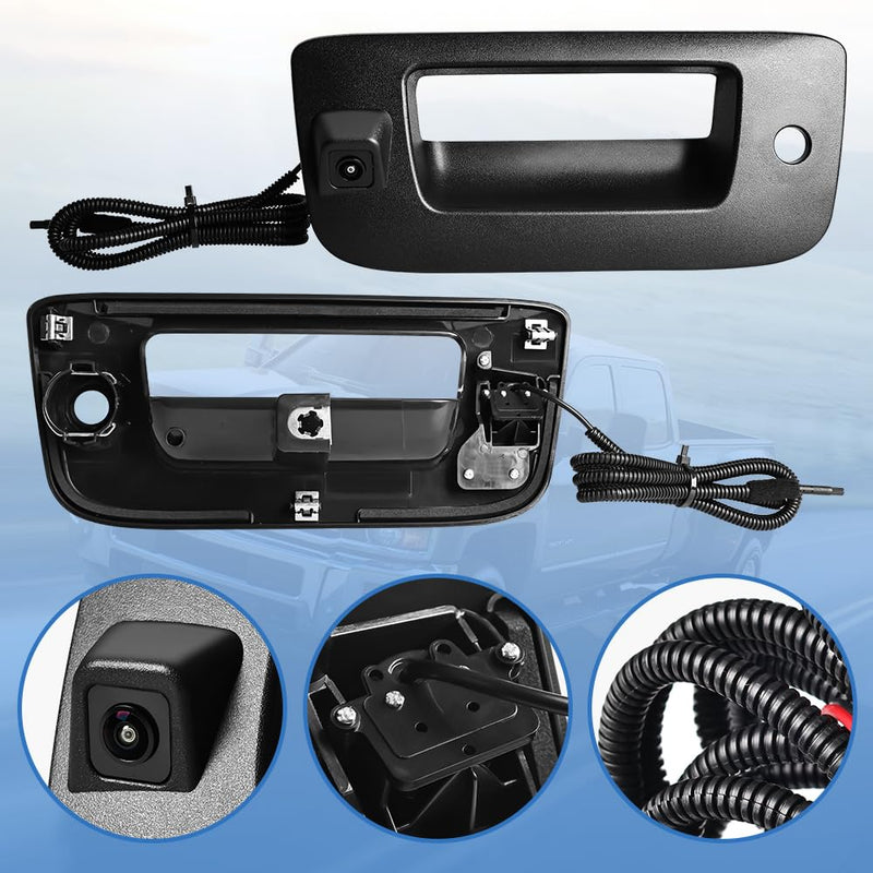 Rear Tailgate Handle Backup Camera Compatible with 2007-2013 Chevy Silverado/GMC Sierra 1500 2500HD 3500HD Tailgate Reversing View Park Assist Camera Replaces 22755304 180°Wide Angle Fit for 2007-2013 Chevy Silverado GMC Sierra
