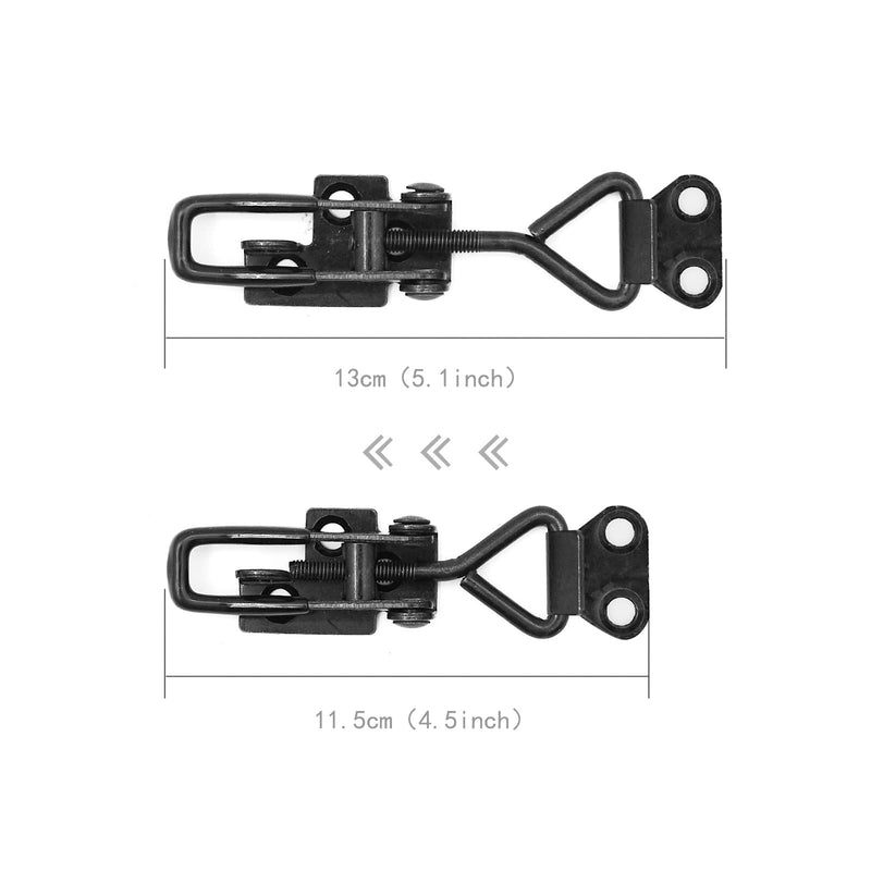 2 Pack Adjustable Black Toggle Clamp Latch(4002) Heavy Duty 550 lbs Capacity Toggle Latch & Quick Release Metal Pull Latches, Easy to Install for Lid Box Case Door Smoker(come with 10pcs 0.78" Screws) 4002（2pack）