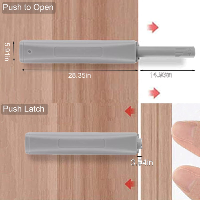 Magnetic Push Latch & Lock ZKRIOC 4 Pack Push to Open Door Latch Cabinet Hardware for Door Touch Latch and Catch Drawer Magnet Push Release Heavy Duty Tip on Closet Close Strong Pop Out Gray