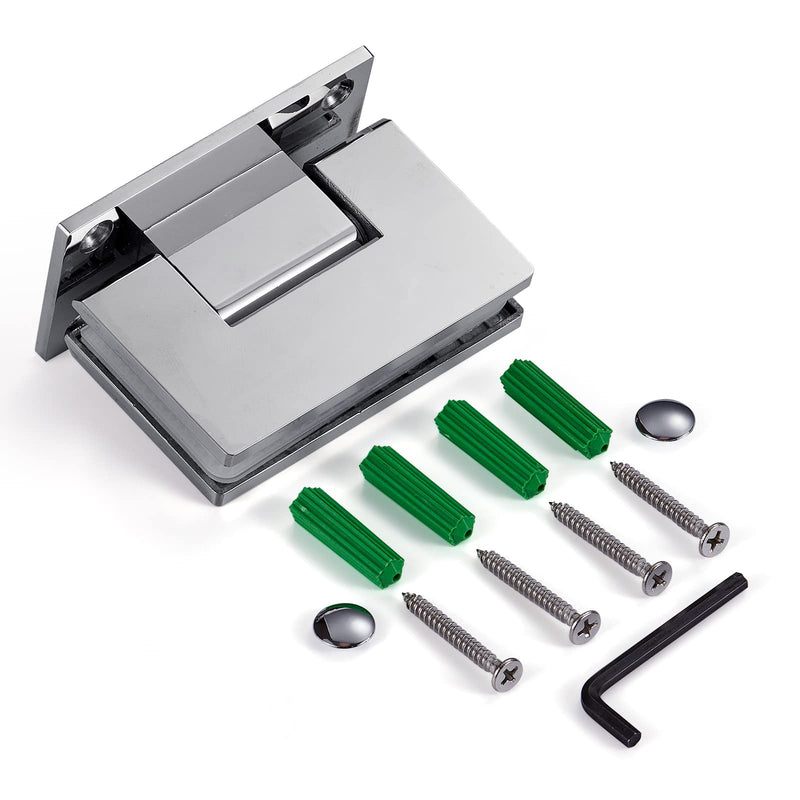 Ranbo 90 Degree Shower Glass Door Hinge, Polished Chrome, 1 Pack | solid 5mm-thick 304 stainless steel, wall to glass mount, for 5/16"-1/2" (8mm-12mm) thick frameless doors