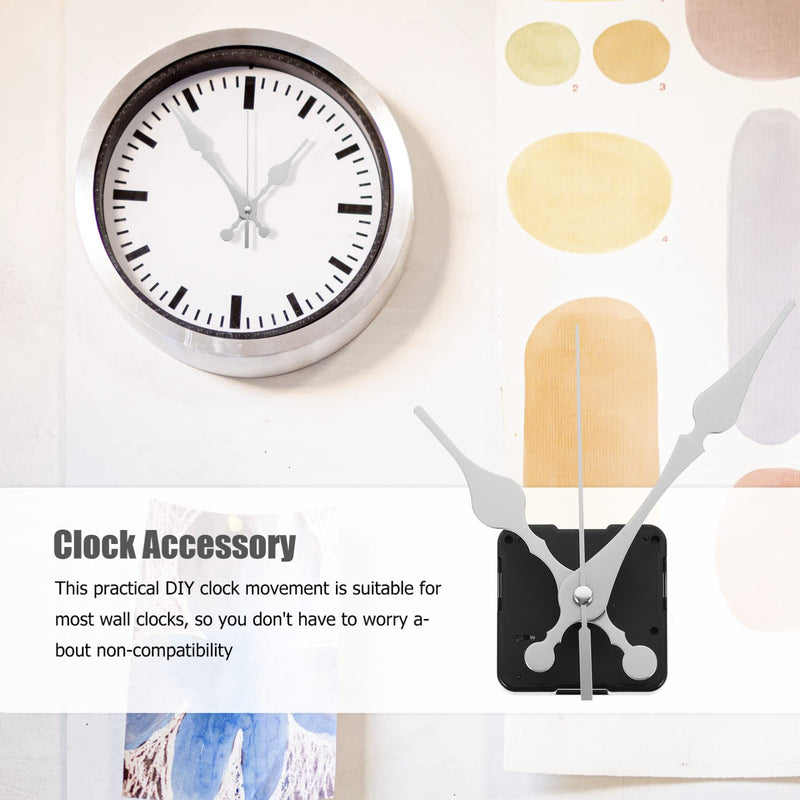 DOITOOL 4 Set White Clock Hands and Motor Kit, Quartz Long Shaft Clock Mechanism Replacement, Silent Sweep Motor, Battery Operated Movement for Repair DIY Parts
