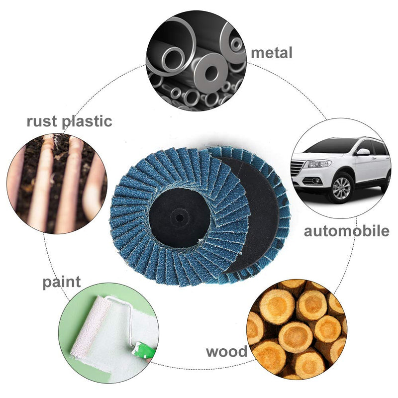 Titoe 30 PCS Flap Disc(40/60/80 Grits)，2 Inch T27 Fused Zirconia Alumina Flat Flap Disc，Grinding Sanding Sandpaper Wheels with 1/4 inch Holder 40/60/80Grit
