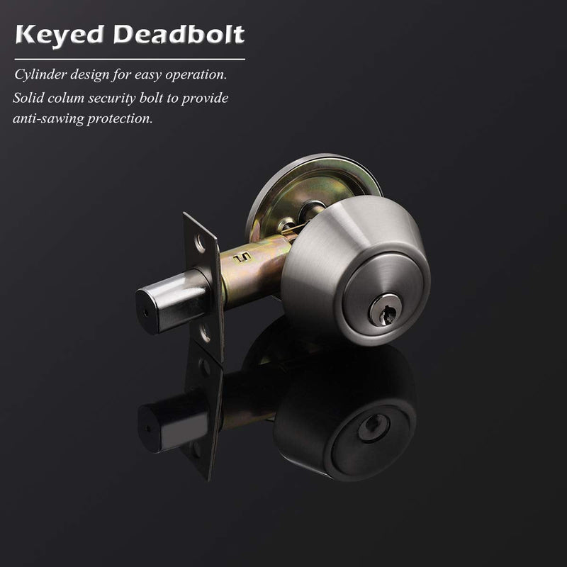 Gobrico Keyed Alike Double Cylinder Deadbolts Door Locks Satin Nickel Keyd Both Sides Door Locksets for Exterior Interior Door 2 Pack