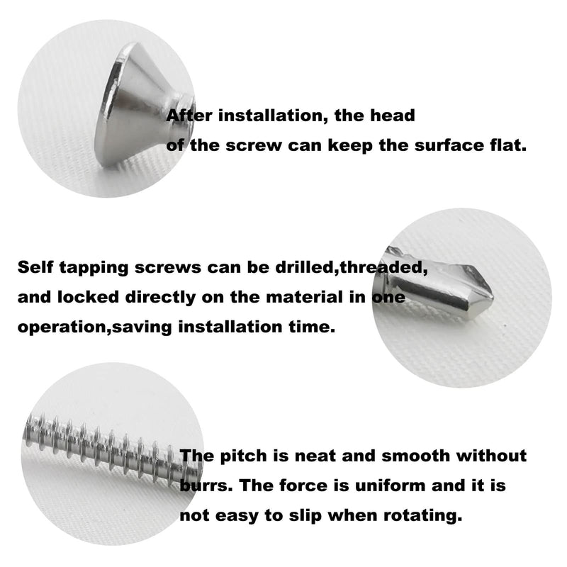 60PCS #8 x 1-1/4" Sheet Metal Self Drilling Screws,410 Stainless Steel Flat Head Screws Phillips Head Self-Tapping Screws High-Strength Fast Sheet Metal Screws (1/2" to 1-1/4" Available) 60PCS #8 x 1-1/4"