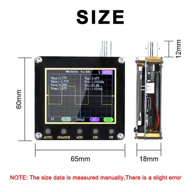 138Pro Mini Handheld Digital Oscilloscope Kit, 2.5MS/s High Sampling Rate, 200KHz Bandwidth, 2.4” LCD Screen Pocket Oscilloscopes with 10X Probe