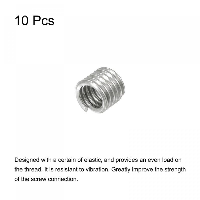 uxcell Wire Thread Inserts 10-24 UNC 1.5D 304 Stainless Steel Helical Type Coiled Wire Screw Repair Threaded Sleeve Steel Sheath 10pcs