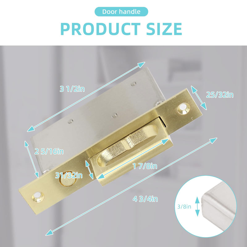 Sliding Pocket Door Hidden Handle, 304 Stainless Steel Pocket Door Hardware, Recessed Flush Finger Pulls, Heavy Duty Edge Pull with Pop Out Ring Pull (Gold, 4.72 inch) Gold