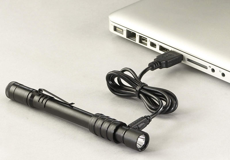 Streamlight 66133 Stylus Pro USB 350-Lumen Rechargeable White LED Pen Light for Inspectors, Law Enforcement, and Everyday Use with USB Wall Charger, and Nylon Holster, Black