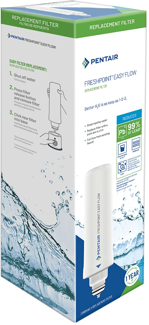 Pentair FreshPoint Replacement Cartridge for Easy Flow Under Sink System, NSF 42 & 53 Certified, Reduces Lead and PFOA/PFOS, 3,000 Gallons