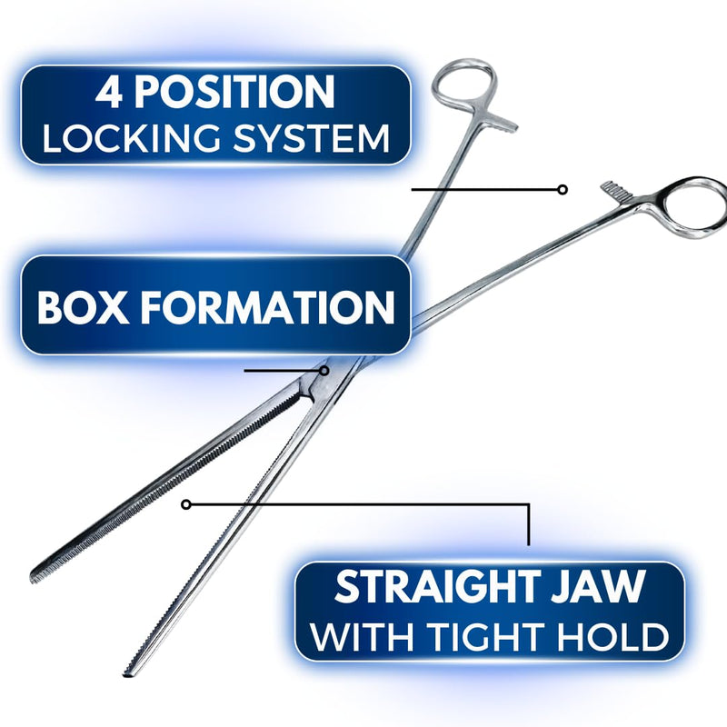 ADROIT 15" Straight Extra Long Hemostat Forceps | Stainless Steel Design | Extra Long with Small Teeth On Jaws | Locking Mechanism Built in | Great for Sewing, Fishing, Jewelry Making, Multi-Use 15"
