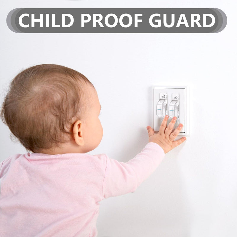 2 Pack Light Switch Cover Guard,Wall Light Switch Lock With Glow In The Dark Effect, Child Proof Wall Switch Cover Keeps Lights or Switches from Being Accidentally Turned ON or OFF （Clear) tansparent-2PC