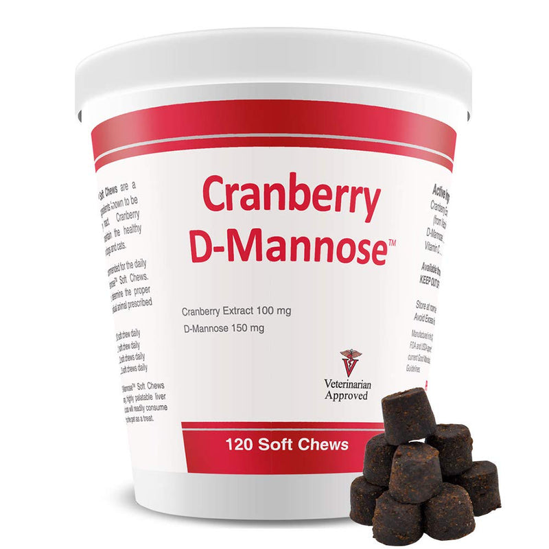 PHS Cranberry D-Mannose Urinary Tract Support Supplement for Cats and Dogs - Cranberry Extract, D-Mannose, Vitamin C - Bladder and Urinary Tract Health - Made in USA - 120 Soft Chews - PawsPlanet Australia