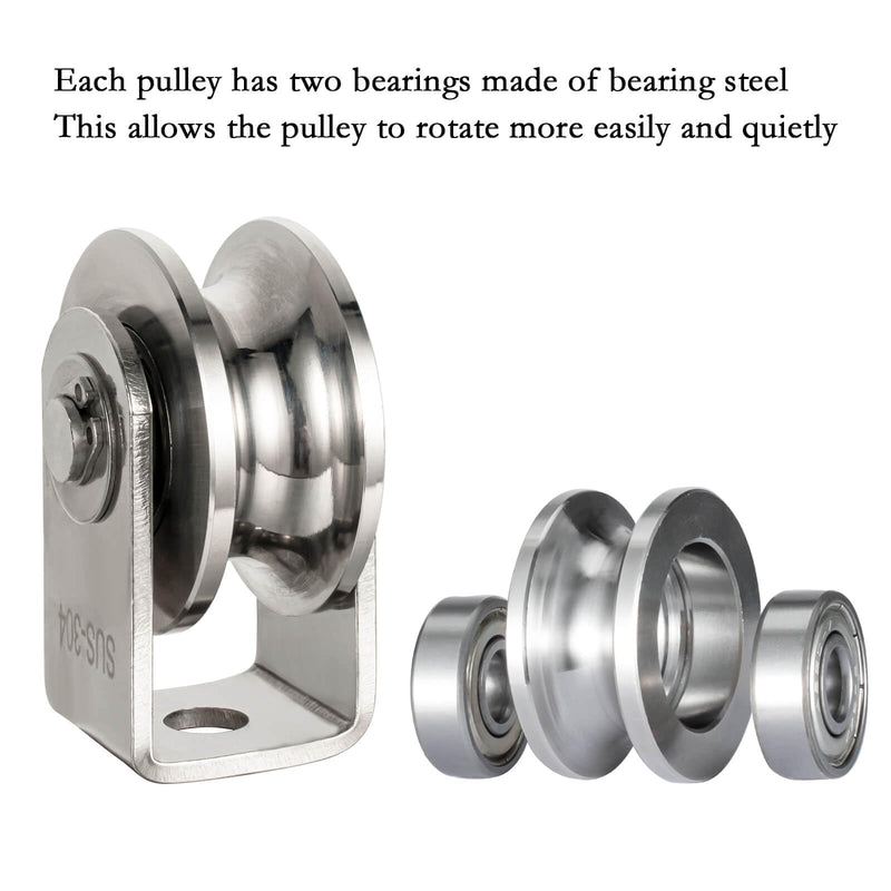 Cable Pulley Wheel Heavy Duty, Fixed Pulley Block, Bearing Inside, for Pulley System Gym Equipment, Lifting, Winch, Loading 1000lb 2Pack 2 pulley wall-mounted