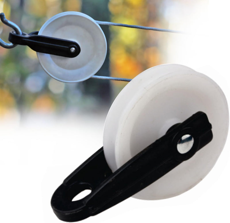 2Pcs Nylon Clothesline Pulley 2 inch Diameter Nylon Pulley Outdoor Puller Rope Wire Rope Pulley Clothes Line Pulley Kit Clotheslines Rope Pulley