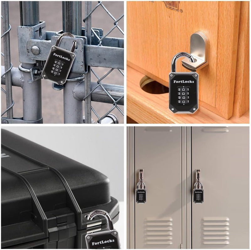 Gym Locker Lock - 4 Digit, Heavy Duty, Hardened Stainless Steel, Weatherproof and Outdoor Combination Padlock - Easy to Read Numbers - Resettable and Cut Proof Combo Code - 1 Pack Black - NewNest Australia