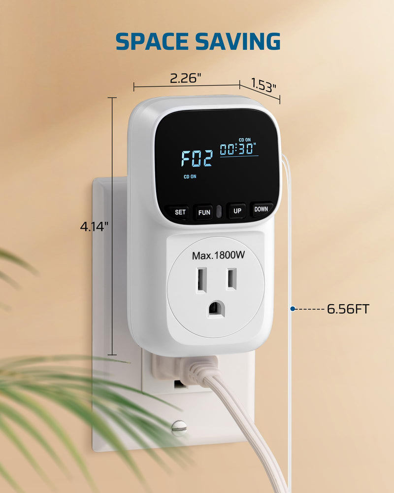 DEWENWILS Digital Temperature Controller, Heavy Duty 15A/1800W Thermostat Outlet Plug, VA Display Heating Cooling Control Timer, -40℉~210℉, Cyclic Timing/Countdown, for Greenhouse Incubator Homebrew White