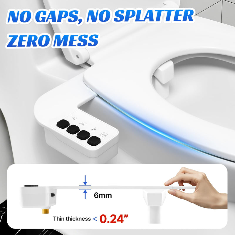 Bidet Attachment for Toilet,0.23 Inch Ultra-Thin Non-Electric Bidet,Knob Control for Water Flow On/Off, Adjustable Water Pressure,Foldable Dual Self-Cleaning Nozzles (Only Cold Water) Square-2